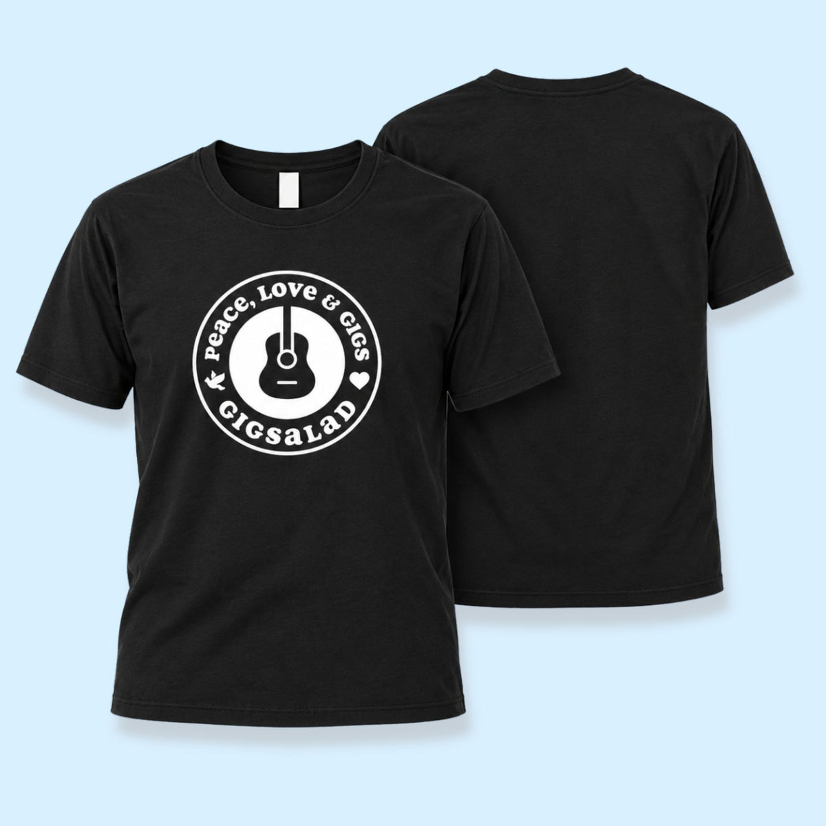 Classic Peace, Love and Gigs Short Sleeve T-Shirt