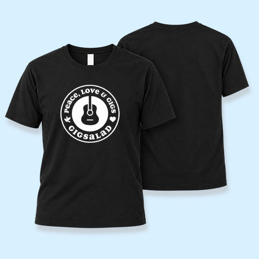 Classic Peace, Love and Gigs Short Sleeve T-Shirt